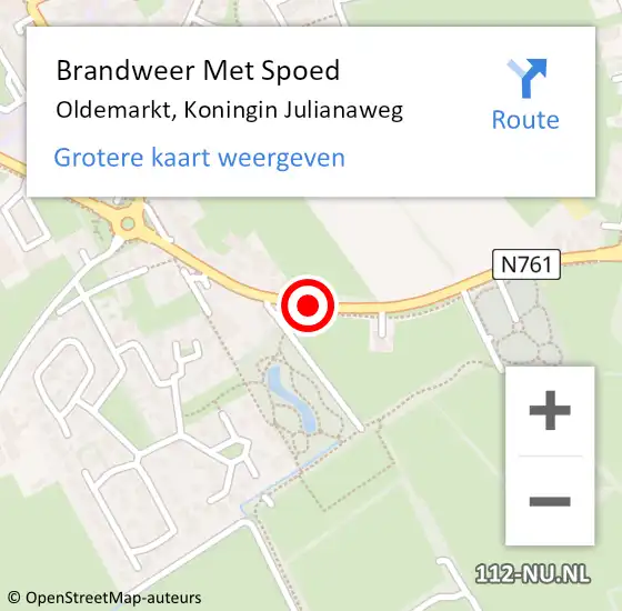 Locatie op kaart van de 112 melding: Brandweer Met Spoed Naar Oldemarkt, Koningin Julianaweg op 3 januari 2018 12:35