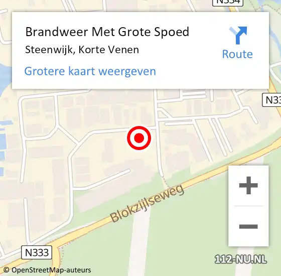 Locatie op kaart van de 112 melding: Brandweer Met Grote Spoed Naar Steenwijk, Korte Venen op 3 januari 2018 12:38