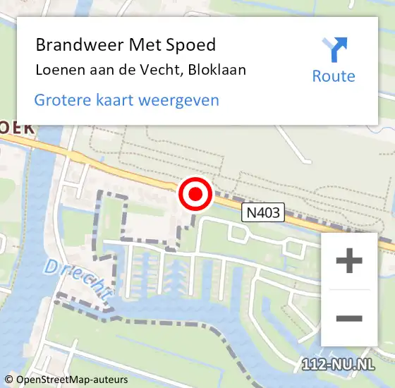 Locatie op kaart van de 112 melding: Brandweer Met Spoed Naar Loenen aan de Vecht, Bloklaan op 3 januari 2018 12:57