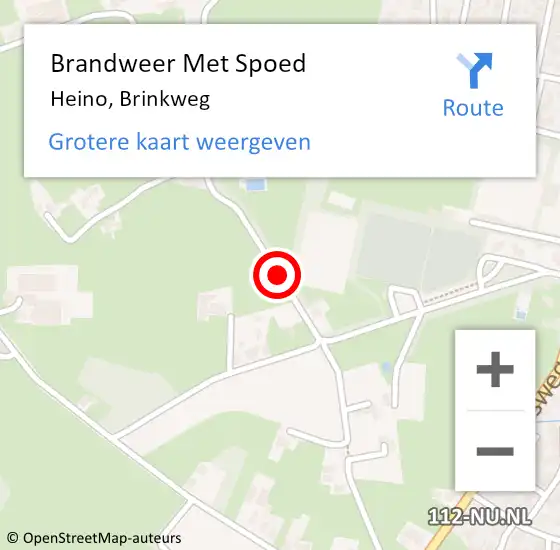 Locatie op kaart van de 112 melding: Brandweer Met Spoed Naar Heino, Brinkweg op 3 januari 2018 12:59