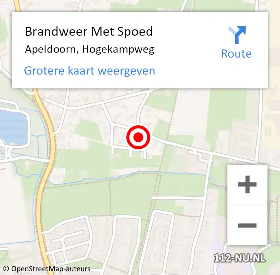 Locatie op kaart van de 112 melding: Brandweer Met Spoed Naar Apeldoorn, Hogekampweg op 3 januari 2018 13:02