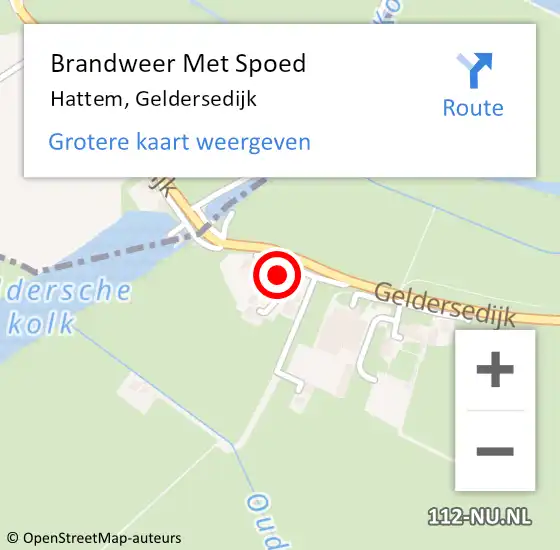 Locatie op kaart van de 112 melding: Brandweer Met Spoed Naar Hattem, Geldersedijk op 3 januari 2018 13:25