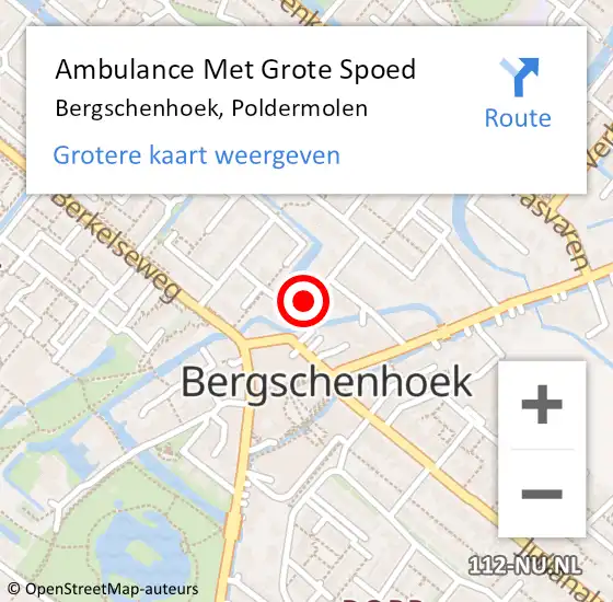 Locatie op kaart van de 112 melding: Ambulance Met Grote Spoed Naar Bergschenhoek, Poldermolen op 3 januari 2018 13:27