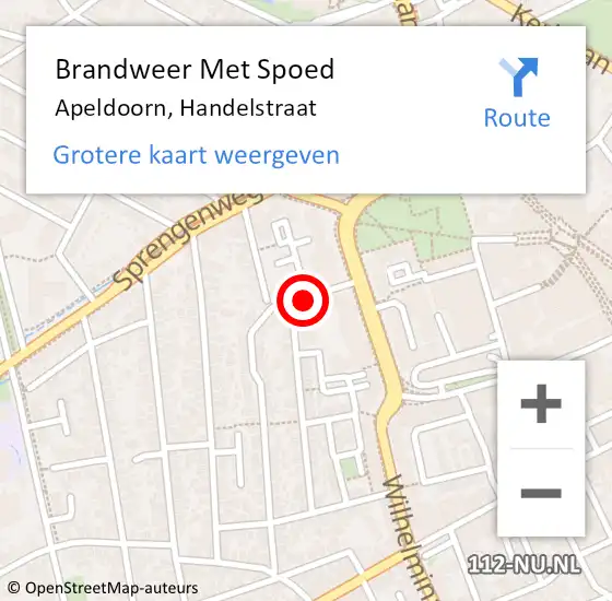 Locatie op kaart van de 112 melding: Brandweer Met Spoed Naar Apeldoorn, Handelstraat op 3 januari 2018 13:51