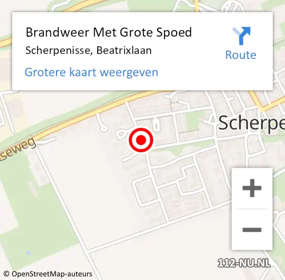 Locatie op kaart van de 112 melding: Brandweer Met Grote Spoed Naar Scherpenisse, Beatrixlaan op 3 januari 2018 13:56