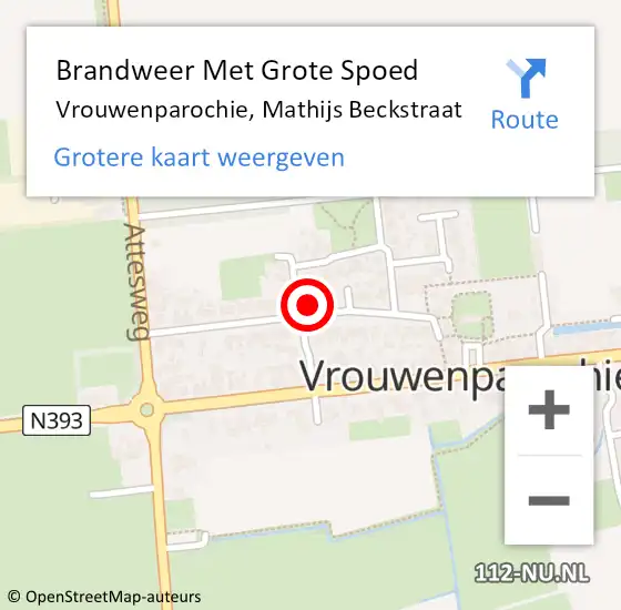 Locatie op kaart van de 112 melding: Brandweer Met Grote Spoed Naar Vrouwenparochie, Mathijs Beckstraat op 3 januari 2018 14:02