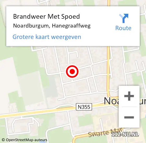 Locatie op kaart van de 112 melding: Brandweer Met Spoed Naar Noardburgum, Hanegraaffweg op 3 januari 2018 14:03