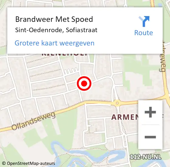 Locatie op kaart van de 112 melding: Brandweer Met Spoed Naar Sint-Oedenrode, Sofiastraat op 3 januari 2018 14:11