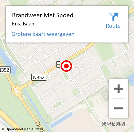 Locatie op kaart van de 112 melding: Brandweer Met Spoed Naar Ens, Baan op 3 januari 2018 14:15