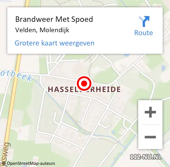 Locatie op kaart van de 112 melding: Brandweer Met Spoed Naar Velden, Molendijk op 3 januari 2018 14:24