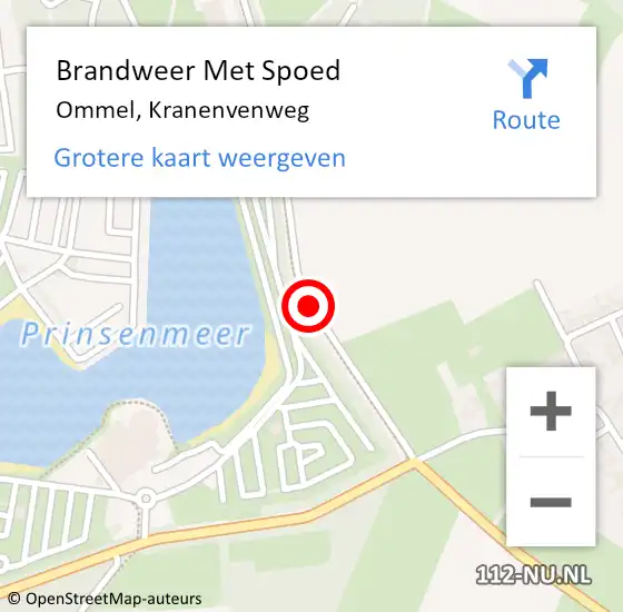 Locatie op kaart van de 112 melding: Brandweer Met Spoed Naar Ommel, Kranenvenweg op 3 januari 2018 14:25