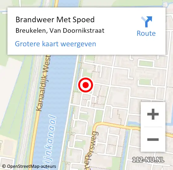 Locatie op kaart van de 112 melding: Brandweer Met Spoed Naar Breukelen, Van Doornikstraat op 3 januari 2018 14:26