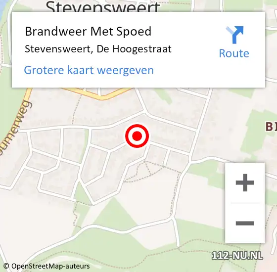 Locatie op kaart van de 112 melding: Brandweer Met Spoed Naar Stevensweert, De Hoogestraat op 3 januari 2018 14:29