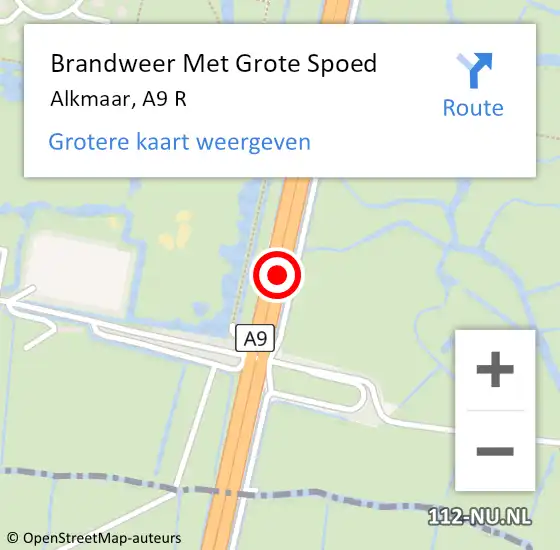 Locatie op kaart van de 112 melding: Brandweer Met Grote Spoed Naar Alkmaar, A9 R op 3 januari 2018 14:30