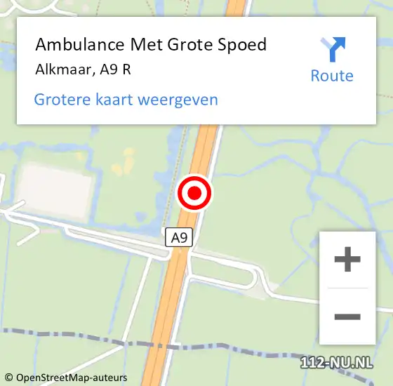 Locatie op kaart van de 112 melding: Ambulance Met Grote Spoed Naar Alkmaar, A9 R op 3 januari 2018 14:30