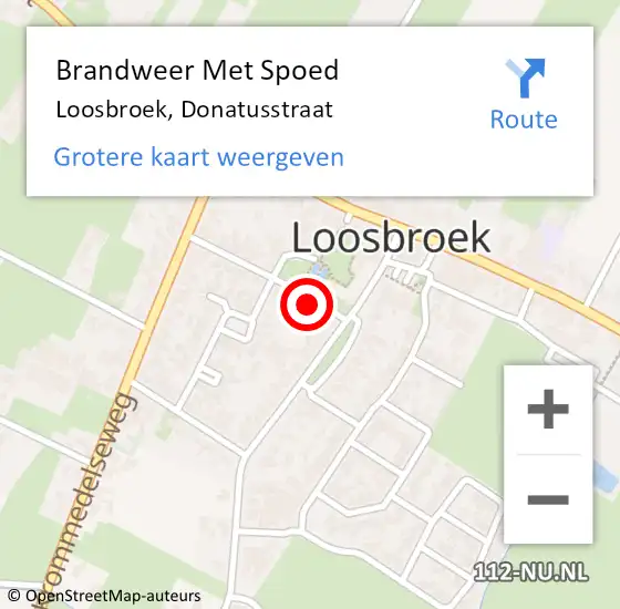 Locatie op kaart van de 112 melding: Brandweer Met Spoed Naar Loosbroek, Donatusstraat op 3 januari 2018 14:34