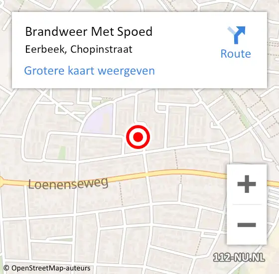 Locatie op kaart van de 112 melding: Brandweer Met Spoed Naar Eerbeek, Chopinstraat op 3 januari 2018 14:39