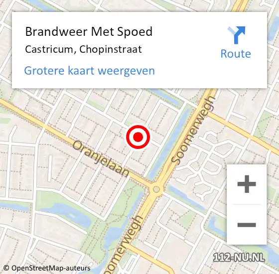 Locatie op kaart van de 112 melding: Brandweer Met Spoed Naar Castricum, Chopinstraat op 3 januari 2018 14:49