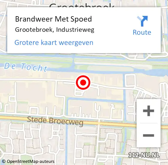 Locatie op kaart van de 112 melding: Brandweer Met Spoed Naar Grootebroek, Industrieweg op 3 januari 2018 14:50