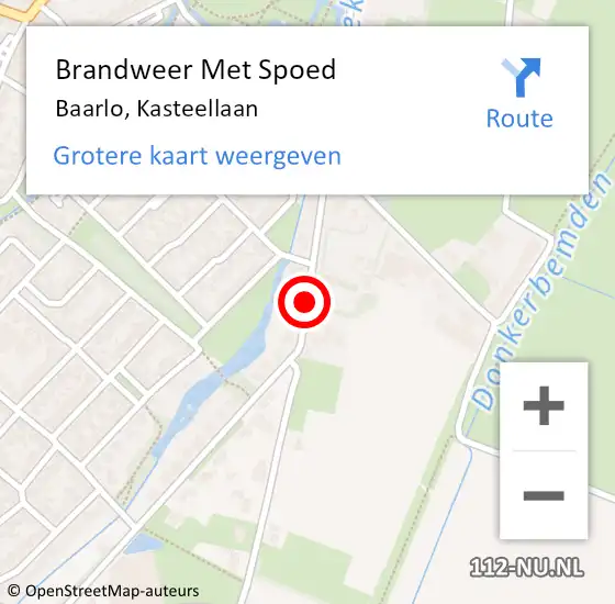 Locatie op kaart van de 112 melding: Brandweer Met Spoed Naar Baarlo, Kasteellaan op 3 januari 2018 14:56