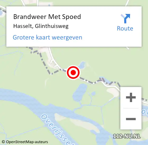 Locatie op kaart van de 112 melding: Brandweer Met Spoed Naar Hasselt, Glinthuisweg op 3 januari 2018 14:58