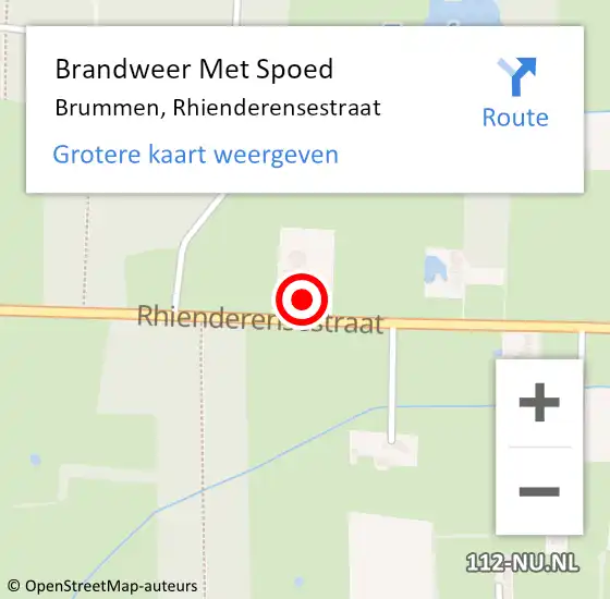 Locatie op kaart van de 112 melding: Brandweer Met Spoed Naar Brummen, Rhienderensestraat op 3 januari 2018 14:59