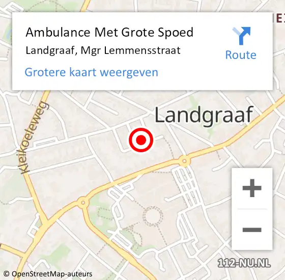 Locatie op kaart van de 112 melding: Ambulance Met Grote Spoed Naar Landgraaf, Mgr Lemmensstraat op 12 februari 2014 04:39