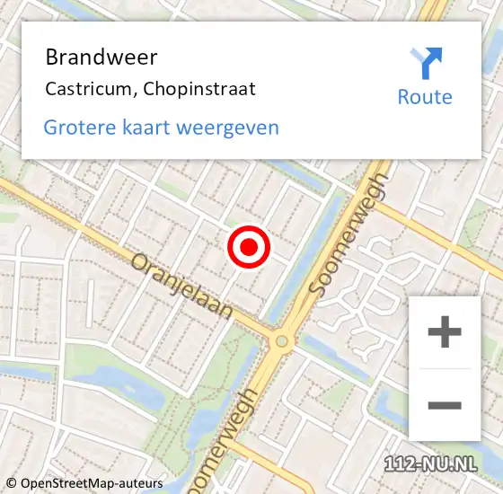 Locatie op kaart van de 112 melding: Brandweer Castricum, Chopinstraat op 3 januari 2018 15:05