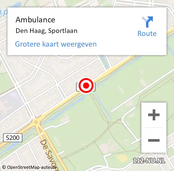 Locatie op kaart van de 112 melding: Ambulance Den Haag, Sportlaan op 3 januari 2018 15:09
