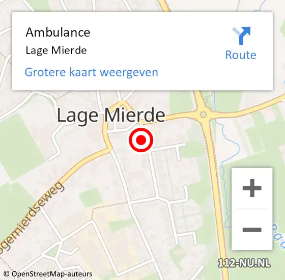 Locatie op kaart van de 112 melding: Ambulance Lage Mierde op 3 januari 2018 15:19