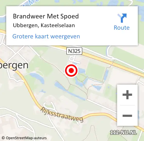 Locatie op kaart van de 112 melding: Brandweer Met Spoed Naar Ubbergen, Kasteelselaan op 3 januari 2018 16:09