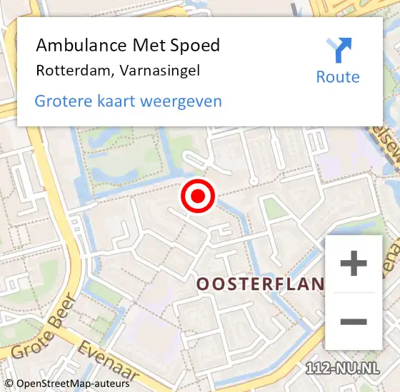 Locatie op kaart van de 112 melding: Ambulance Met Spoed Naar Rotterdam, Varnasingel op 3 januari 2018 16:29
