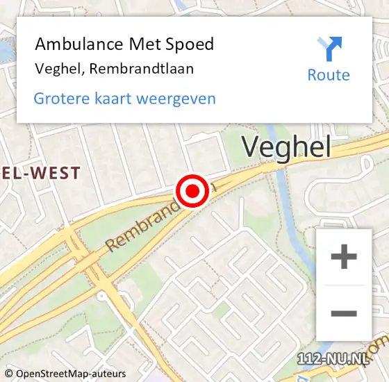 Locatie op kaart van de 112 melding: Ambulance Met Spoed Naar Veghel, Rembrandtlaan op 3 januari 2018 17:24