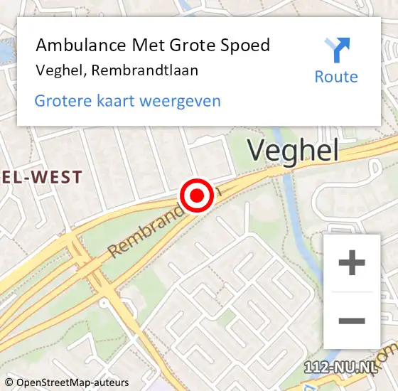 Locatie op kaart van de 112 melding: Ambulance Met Grote Spoed Naar Veghel, Rembrandtlaan op 3 januari 2018 17:28