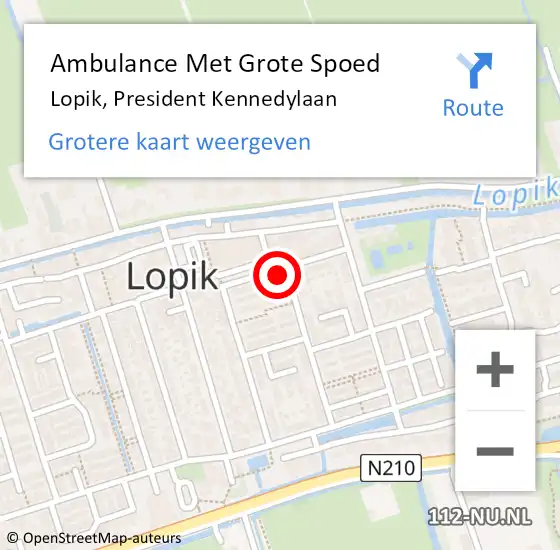 Locatie op kaart van de 112 melding: Ambulance Met Grote Spoed Naar Lopik, President Kennedylaan op 3 januari 2018 18:02