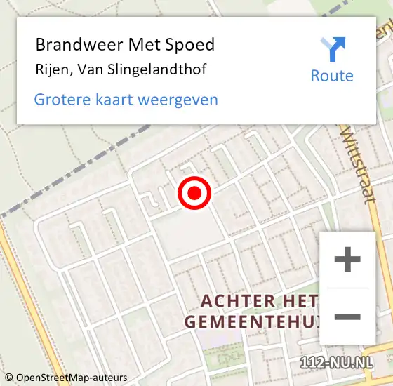 Locatie op kaart van de 112 melding: Brandweer Met Spoed Naar Rijen, Van Slingelandthof op 3 januari 2018 18:03