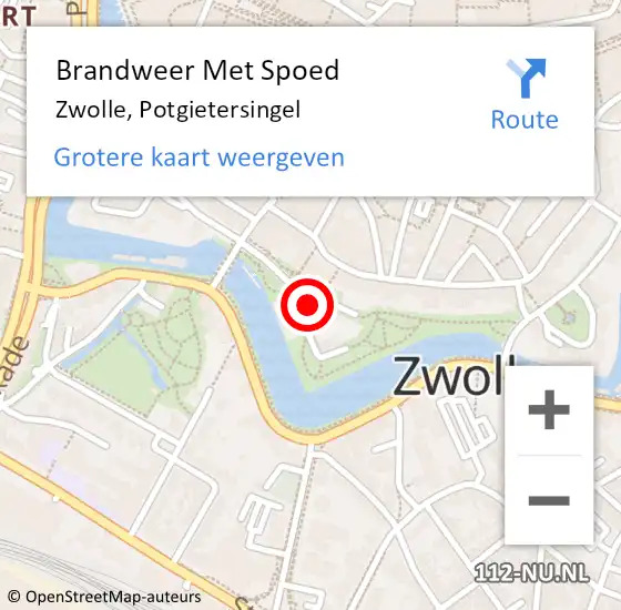 Locatie op kaart van de 112 melding: Brandweer Met Spoed Naar Zwolle, Potgietersingel op 3 januari 2018 18:13