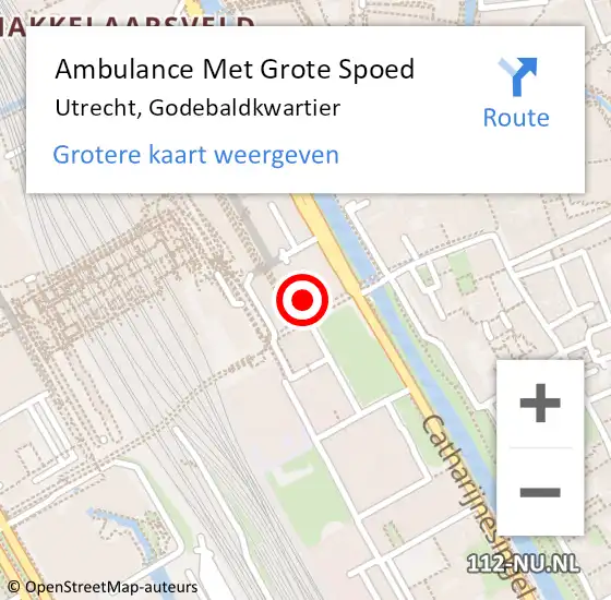 Locatie op kaart van de 112 melding: Ambulance Met Grote Spoed Naar Utrecht, Godebaldkwartier op 3 januari 2018 18:15