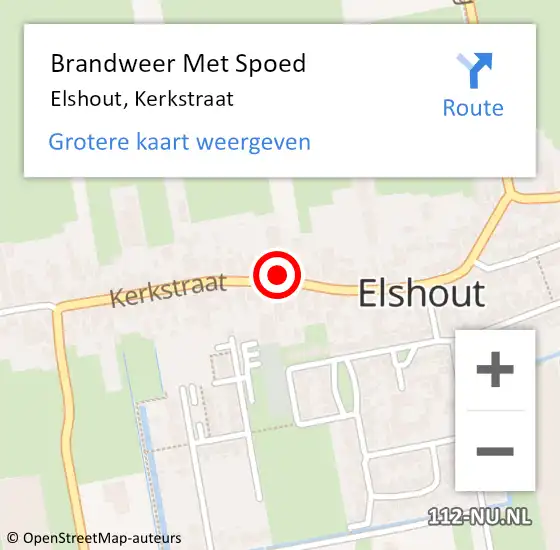 Locatie op kaart van de 112 melding: Brandweer Met Spoed Naar Elshout, Kerkstraat op 3 januari 2018 18:24