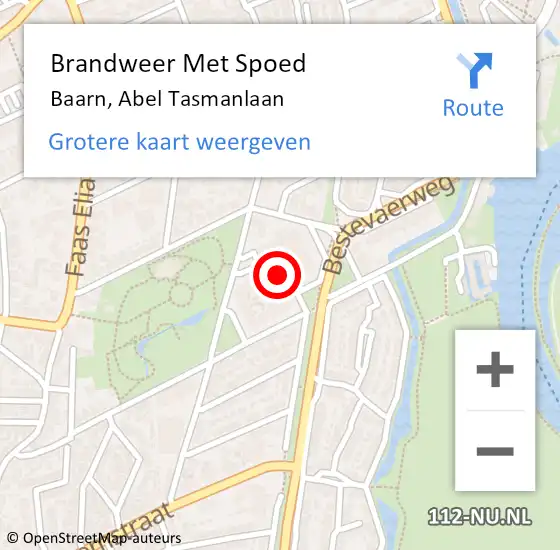 Locatie op kaart van de 112 melding: Brandweer Met Spoed Naar Baarn, Abel Tasmanlaan op 3 januari 2018 18:36