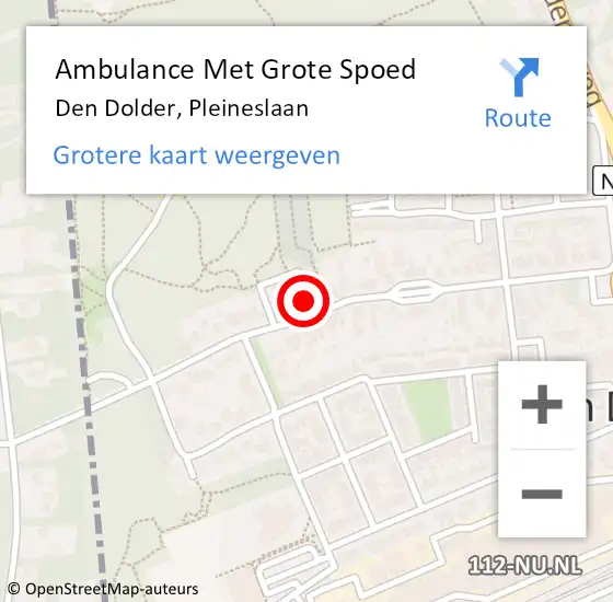 Locatie op kaart van de 112 melding: Ambulance Met Grote Spoed Naar Den Dolder, Pleineslaan op 3 januari 2018 18:51