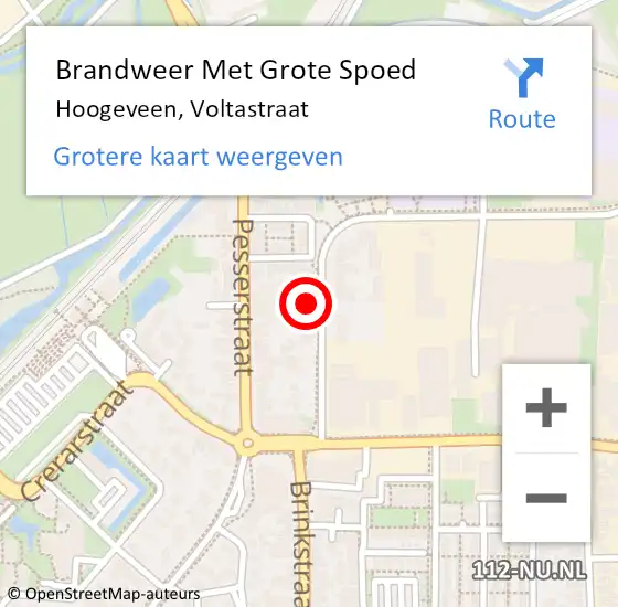 Locatie op kaart van de 112 melding: Brandweer Met Grote Spoed Naar Hoogeveen, Voltastraat op 3 januari 2018 19:21