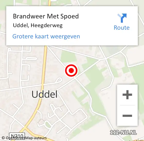 Locatie op kaart van de 112 melding: Brandweer Met Spoed Naar Uddel, Heegderweg op 3 januari 2018 19:54