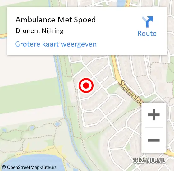 Locatie op kaart van de 112 melding: Ambulance Met Spoed Naar Drunen, Nijlring op 3 januari 2018 19:57