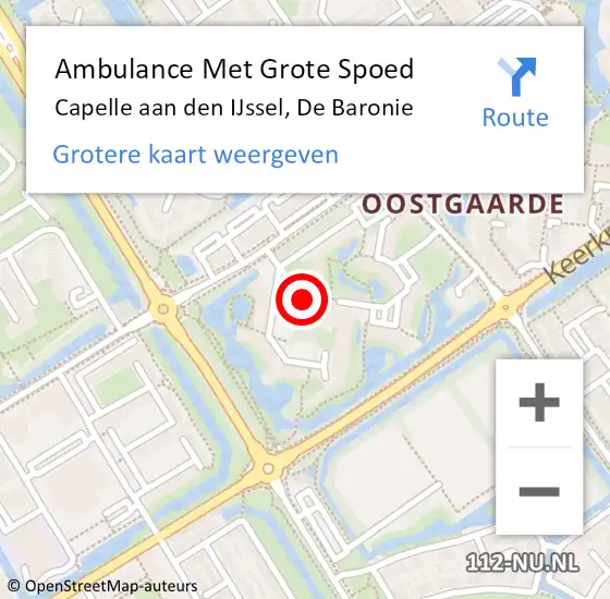 Locatie op kaart van de 112 melding: Ambulance Met Grote Spoed Naar Capelle aan den IJssel, De Baronie op 3 januari 2018 19:58