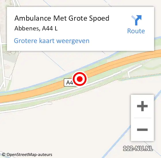 Locatie op kaart van de 112 melding: Ambulance Met Grote Spoed Naar Abbenes, A44 R op 3 januari 2018 20:37