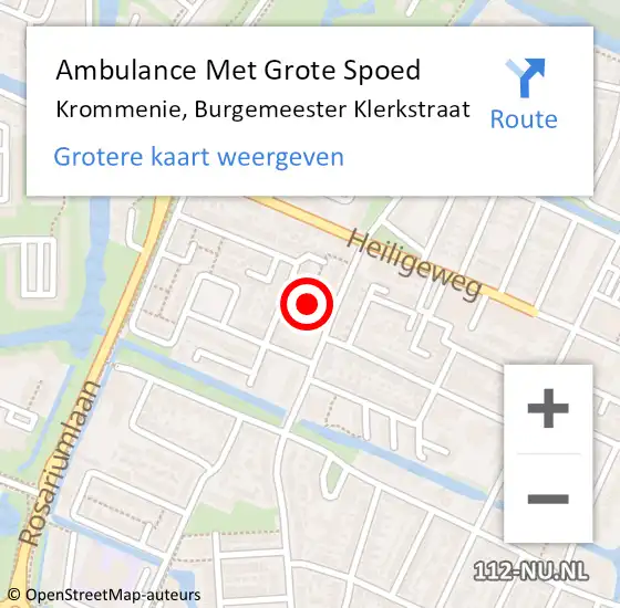 Locatie op kaart van de 112 melding: Ambulance Met Grote Spoed Naar Krommenie, Burgemeester Klerkstraat op 3 januari 2018 22:00