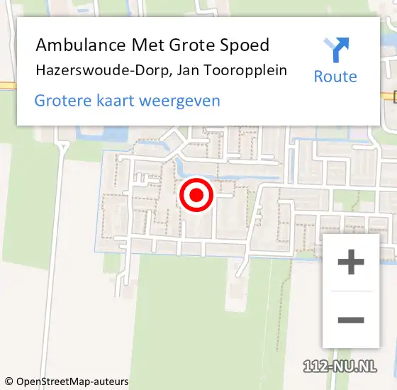 Locatie op kaart van de 112 melding: Ambulance Met Grote Spoed Naar Hazerswoude-Dorp, Jan Tooropplein op 3 januari 2018 22:13