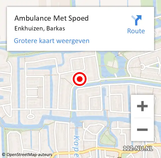 Locatie op kaart van de 112 melding: Ambulance Met Spoed Naar Enkhuizen, Barkas op 3 januari 2018 23:43