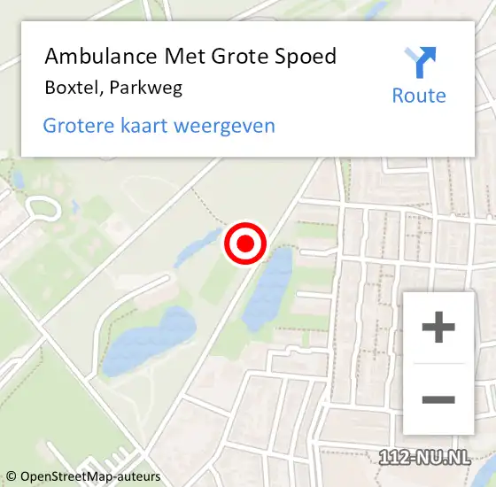 Locatie op kaart van de 112 melding: Ambulance Met Grote Spoed Naar Boxtel, Parkweg op 3 januari 2018 23:47